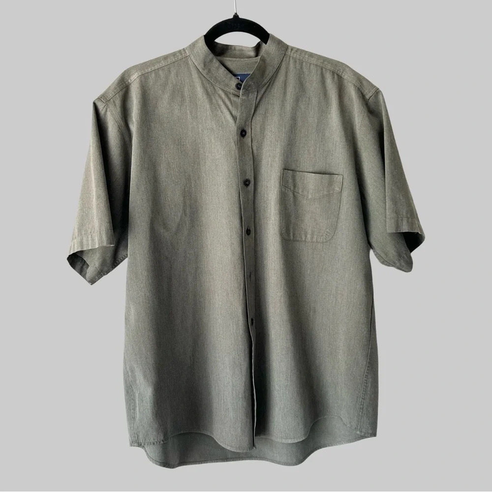 Polo Ralph Lauren Military Green Stand Collar Short Sleeve  Shirt